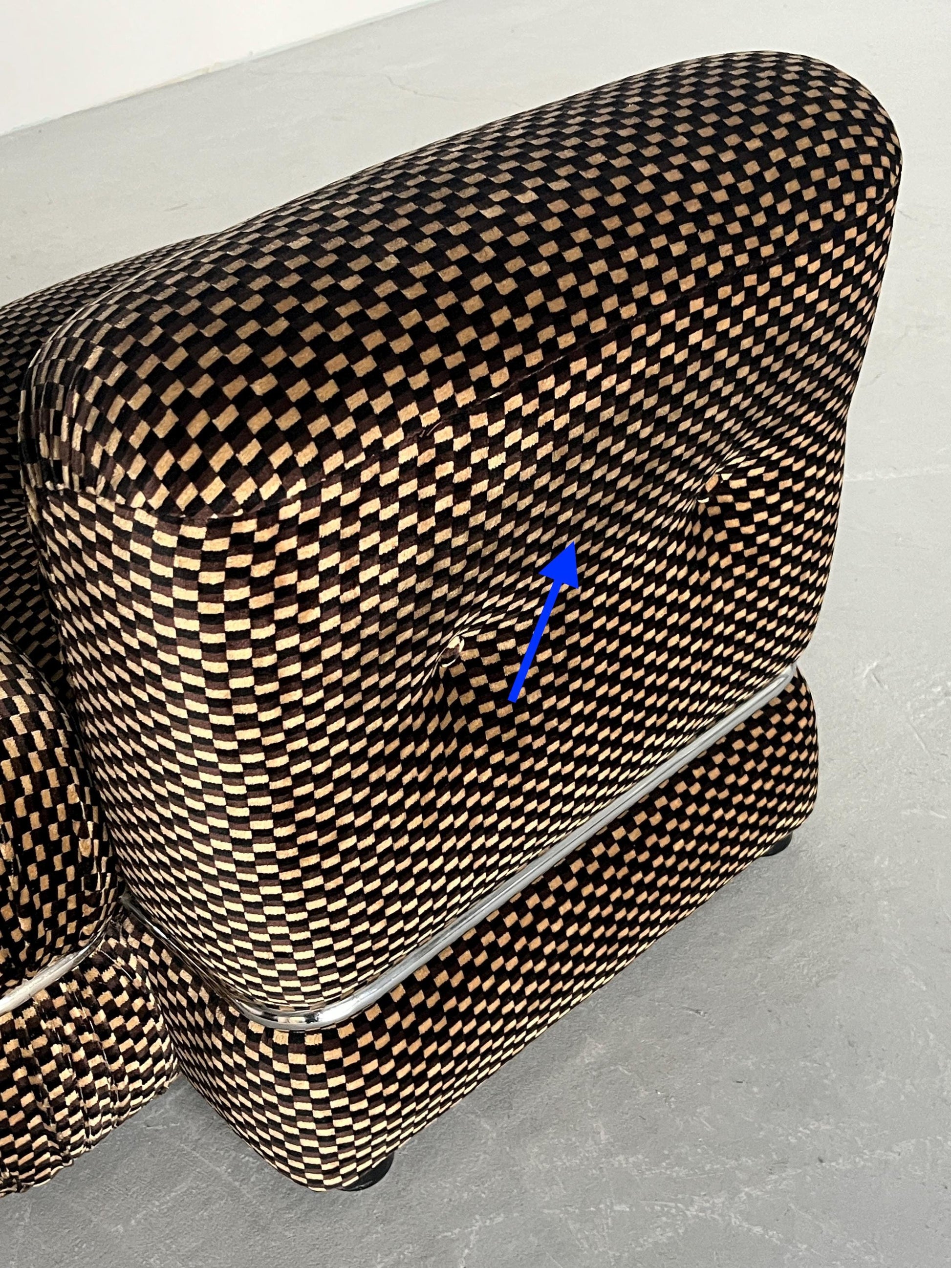 Vintage Loveseat kariert Chromstahl 1970er Italien