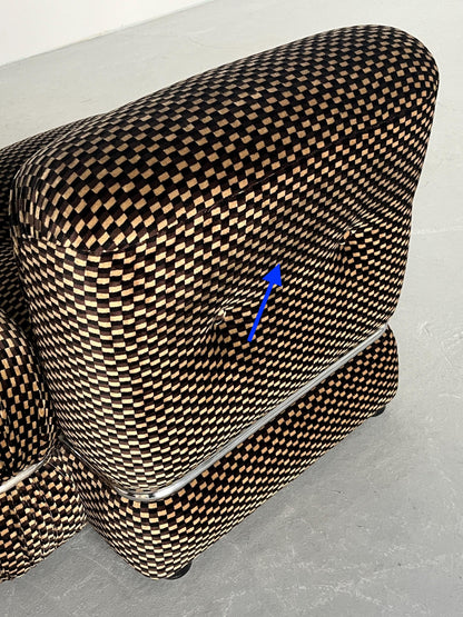 Vintage Loveseat kariert Chromstahl 1970er Italien