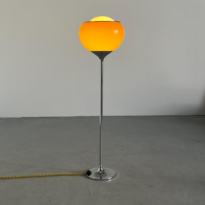 Vintage Big Bud Stehlampe von Harvey Guzzini Braun Kunststoff Chromstahl 1968 Italien