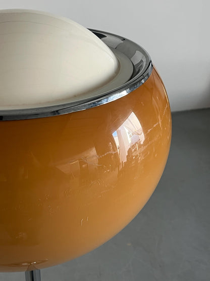 Vintage Big Bud Stehlampe von Harvey Guzzini Braun Kunststoff Chromstahl 1968 Italien