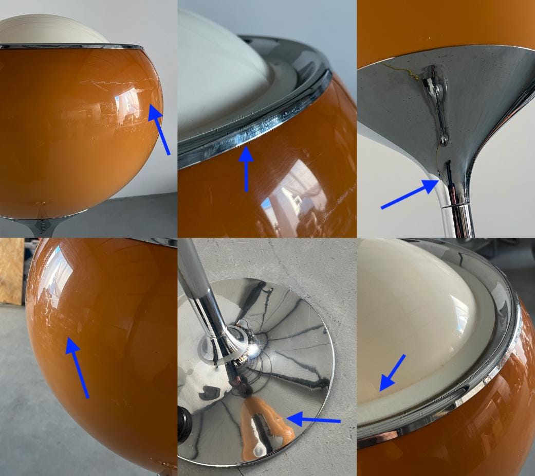 Vintage Big Bud Stehlampe von Harvey Guzzini Braun Kunststoff Chromstahl 1968 Italien