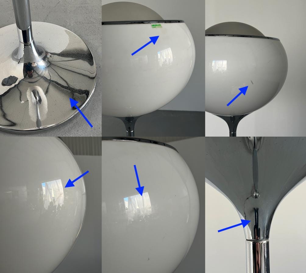 Vintage Big Bud Space Age Stehlampe von Harvey Guzzini Weiß Chrom 1968