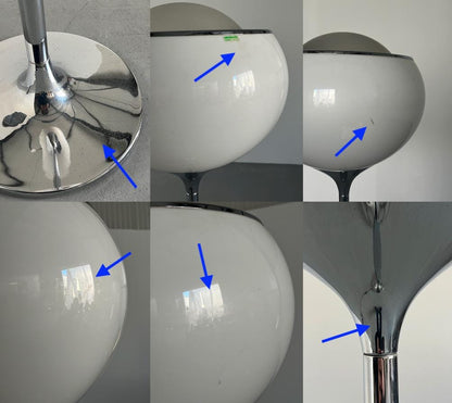 Vintage Big Bud Space Age Stehlampe von Harvey Guzzini Weiß Chrom 1968