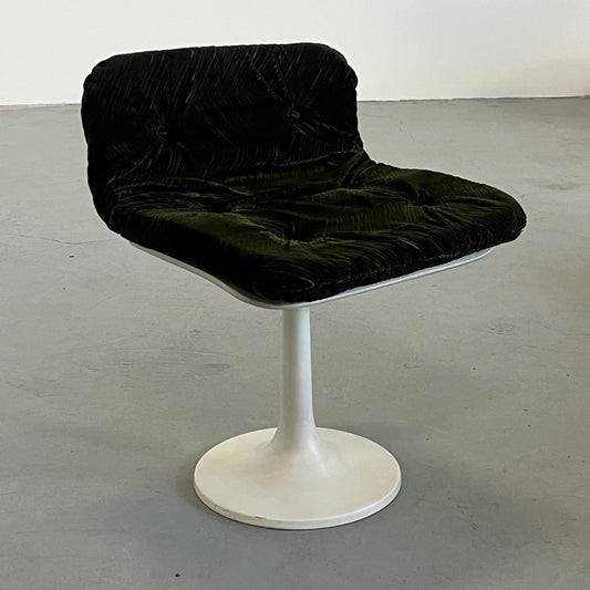 Vintage Tulip Stuhl in Dunkelgrün Cord 1980er