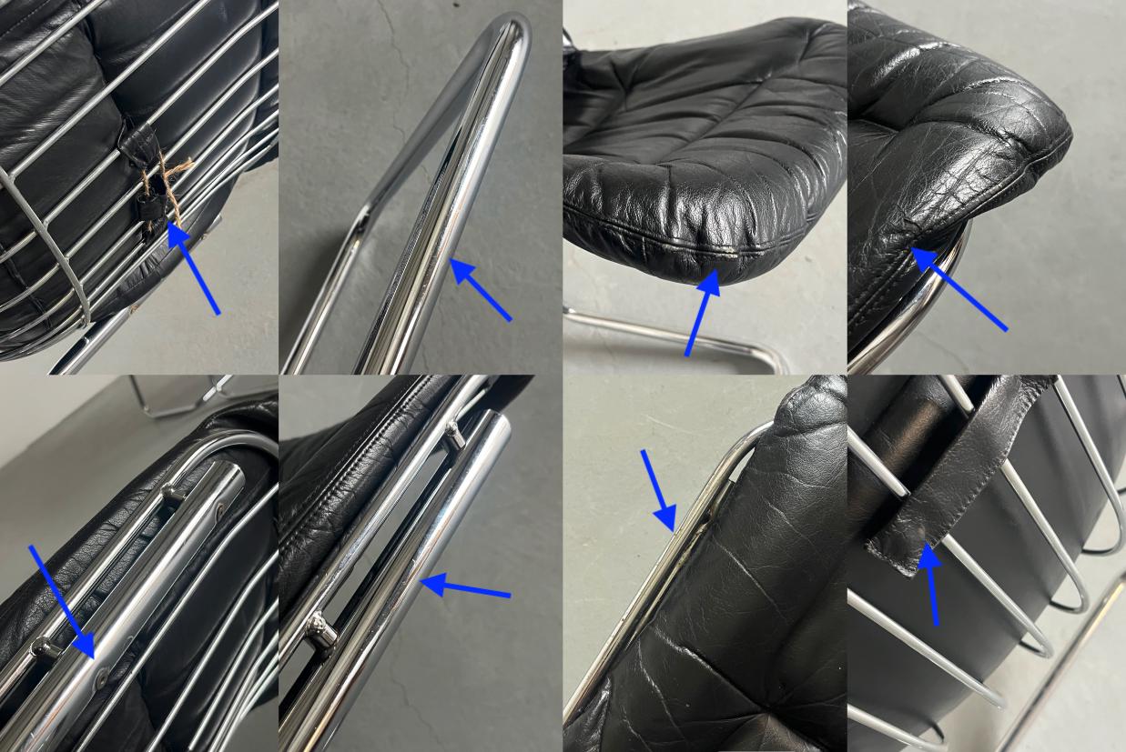 Vintage Freischwinger Essstuhl von Gastone Rinaldi in Schwarz 1970er Italien