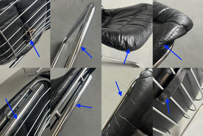 Vintage Freischwinger Essstuhl von Gastone Rinaldi in Schwarz 1970er Italien