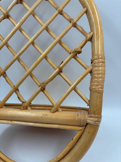 Vintage Wandregal Rattan oval von Handgeflochten natur 40x25 cm
