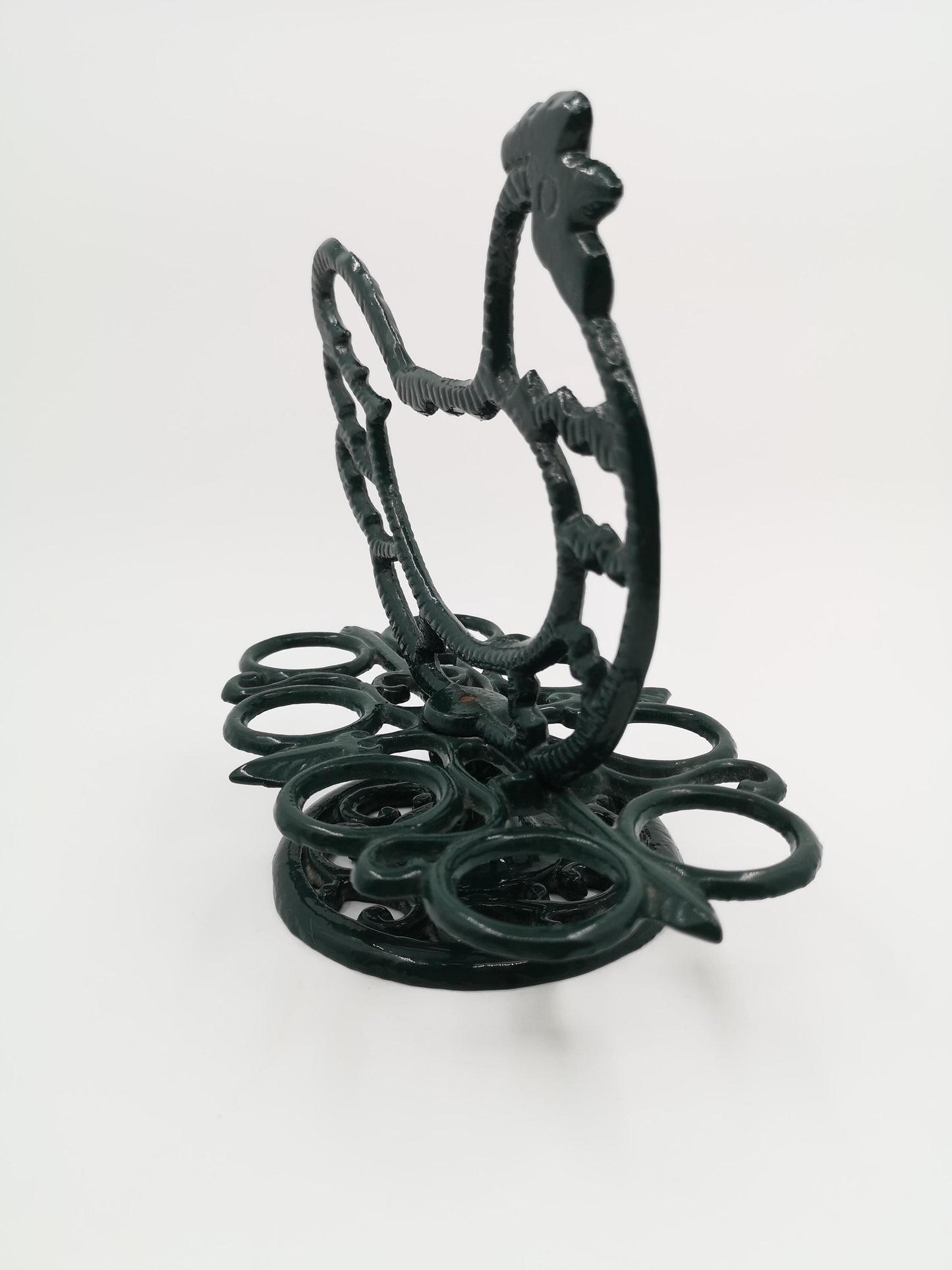 Vintage Eierhalter Huhn aus Gusseisen von LandhausCharmanter, dunkelgrün lackiert, stabil, dekorativ