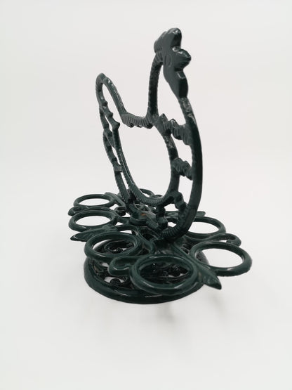 Vintage Eierhalter Huhn aus Gusseisen von LandhausCharmanter, dunkelgrün lackiert, stabil, dekorativ