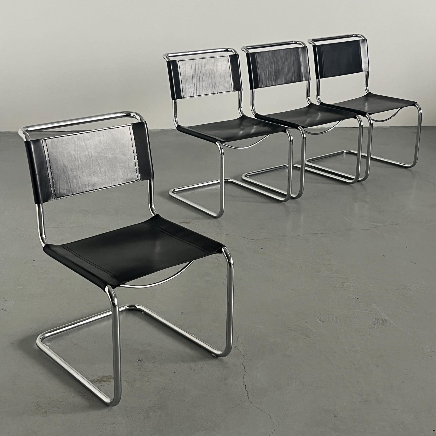 Vintage S33 Freischwinger Leder von Mart Stam für 1970er Jahre Set von 2