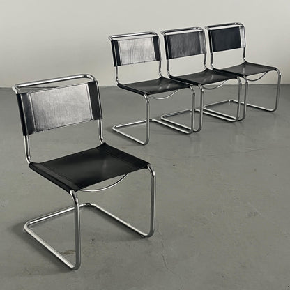 Vintage S33 Freischwinger Leder von Mart Stam für 1970er Jahre Set von 2