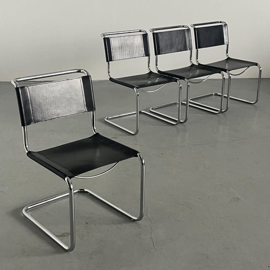 Vintage S33 Freischwinger Leder von Mart Stam für 1970er Jahre Set von 2