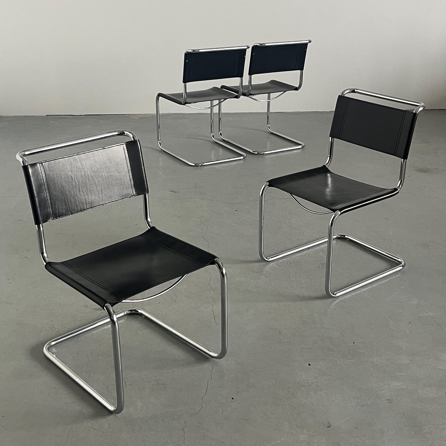 Vintage S33 Freischwinger Leder von Mart Stam für 1970er Jahre Set von 2