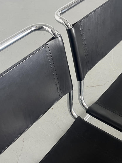 Vintage S33 Freischwinger Leder von Mart Stam für 1970er Jahre Set von 2