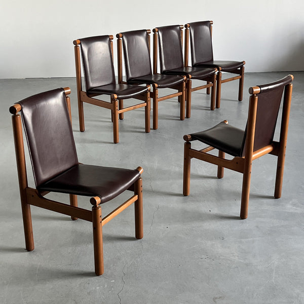 Vintage Esszimmerstuhl Leder von Ilmari Tapiovaara Mid-Century Modern Set von 6