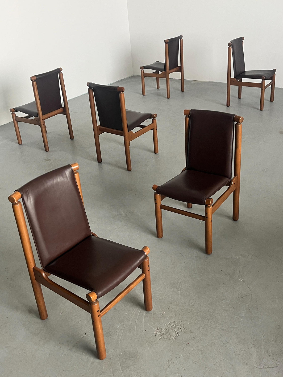 Vintage Esszimmerstuhl Leder von Ilmari Tapiovaara Mid-Century Modern Set von 6