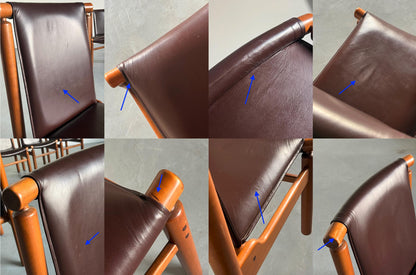 Vintage Esszimmerstuhl Leder von Ilmari Tapiovaara Mid-Century Modern Set von 6