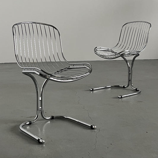 Vintage Radiofreccia Freischwinger von Gastone Rinaldi in Chromstahl Paar