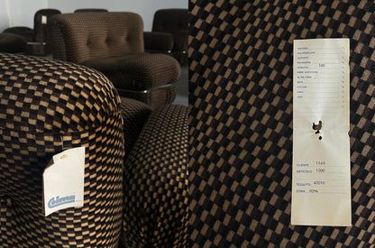 Vintage Sitzmöbel Mid-Century Modern kariert verchromt Set von 7