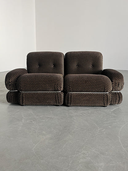 Vintage Loveseat kariert Chromstahl 1970er Italien