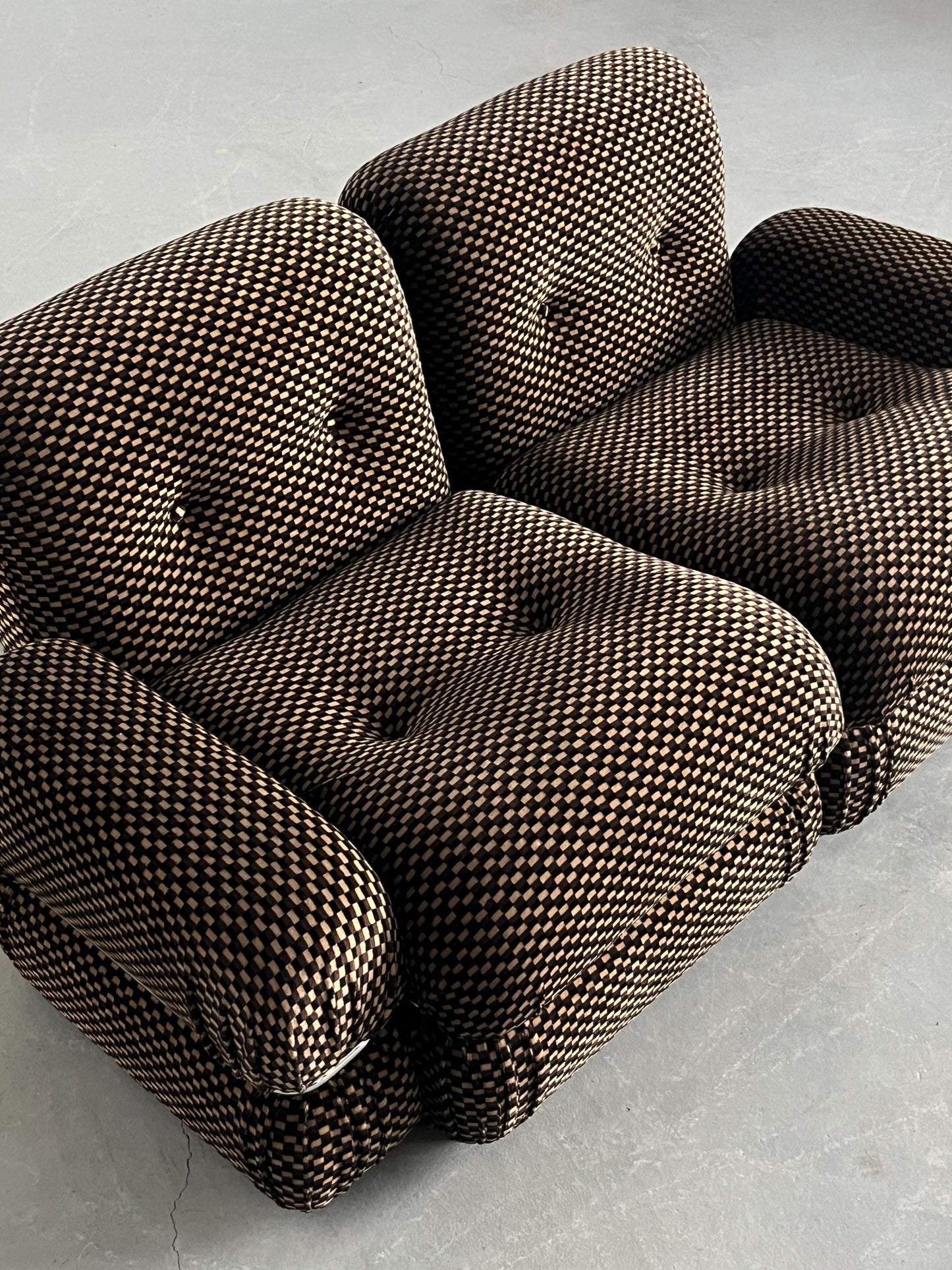 Vintage Loveseat kariert Chromstahl 1970er Italien