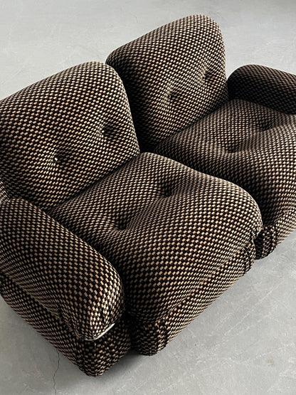 Vintage Loveseat kariert Chromstahl 1970er Italien