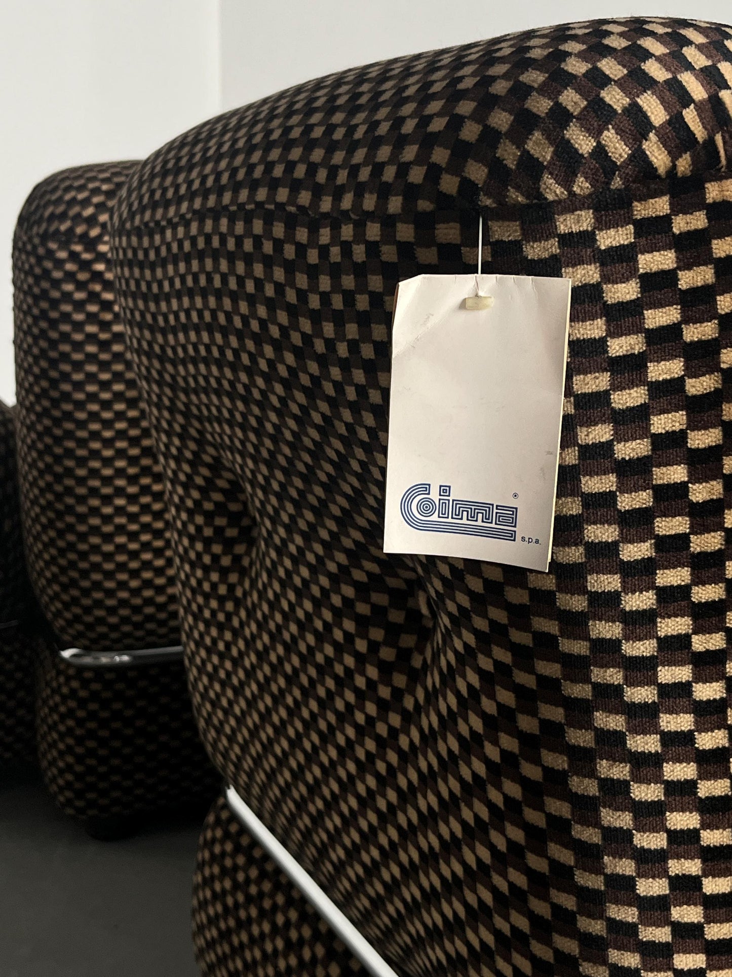 Vintage Loveseat kariert Chromstahl 1970er Italien