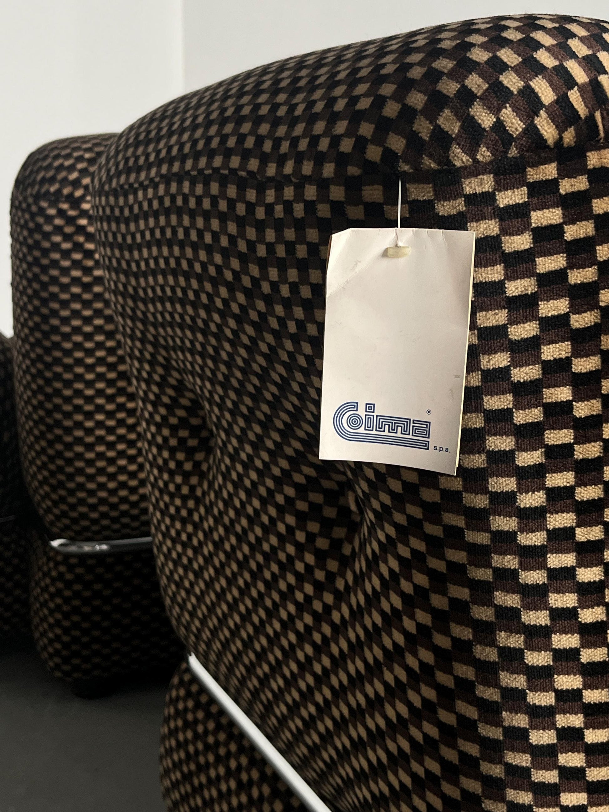 Vintage Loveseat kariert Chromstahl 1970er Italien