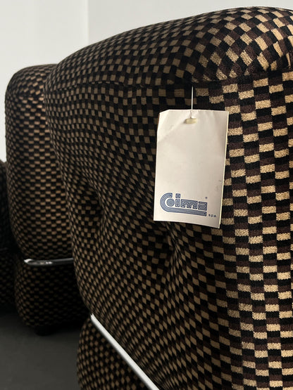 Vintage Loveseat kariert Chromstahl 1970er Italien