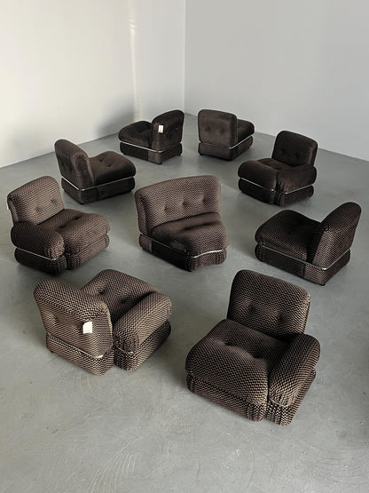 Vintage Loveseat kariert Chromstahl 1970er Italien