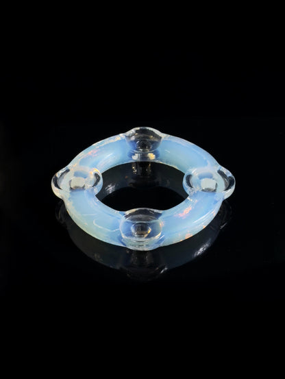 Vintage Kerzenständer Murano Opalina Filigrana von Hand gefertigt, irisierend, 4-flammig