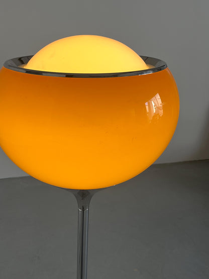 Vintage Big Bud Stehlampe von Harvey Guzzini Braun Kunststoff Chromstahl 1968 Italien