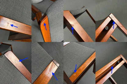 Vintage Essstuhl Modell 300 von Joe Colombo für Pozzi Eiche Schwarz-Weiß 1970er