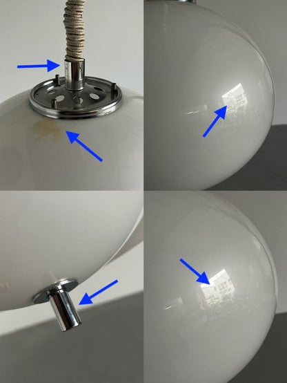 Vintage Pendelleuchte 'Burgos' von Harvey Guzzini für Meblo, weiß, Space Age