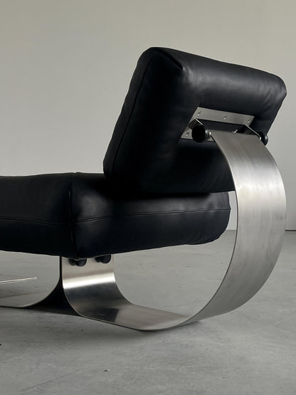 Vintage Lounge Chair Alta von Oscar Niemeyer für Mobilier International, Schwarz Leder