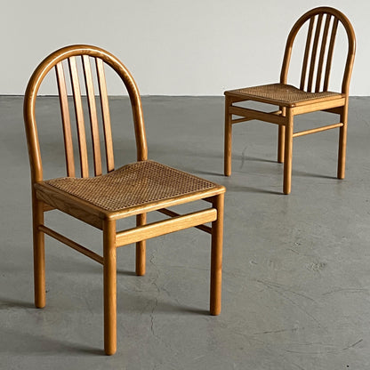 Vintage Essstuhl Holz und Rohrgeflecht Annig Sarian Stil Set von 2