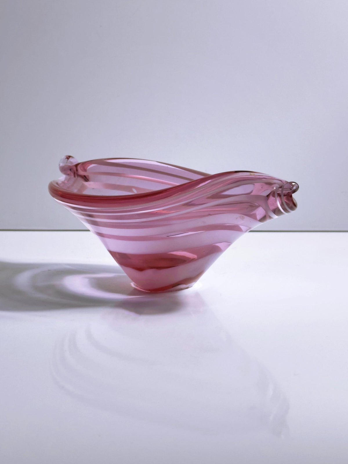 Vintage Schale Alexandrit von unbekannt für Murano Glas mit Streifen, Neodym, 1970er