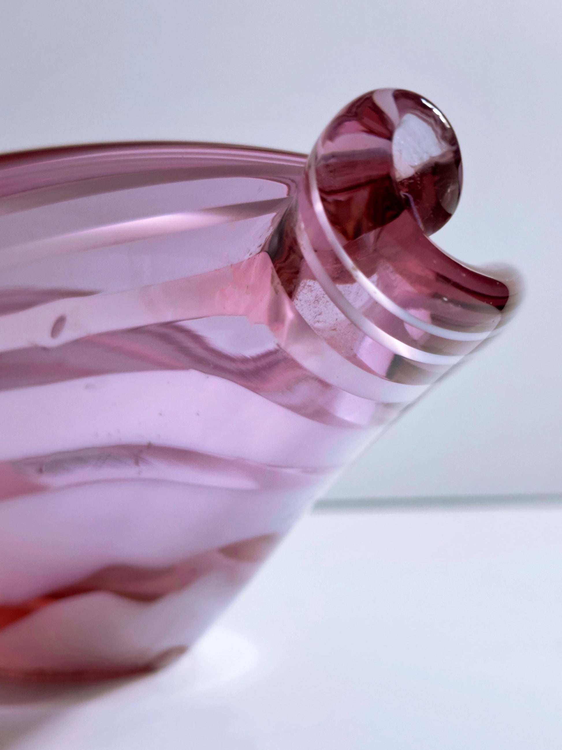 Vintage Schale Alexandrit von unbekannt für Murano Glas mit Streifen, Neodym, 1970er