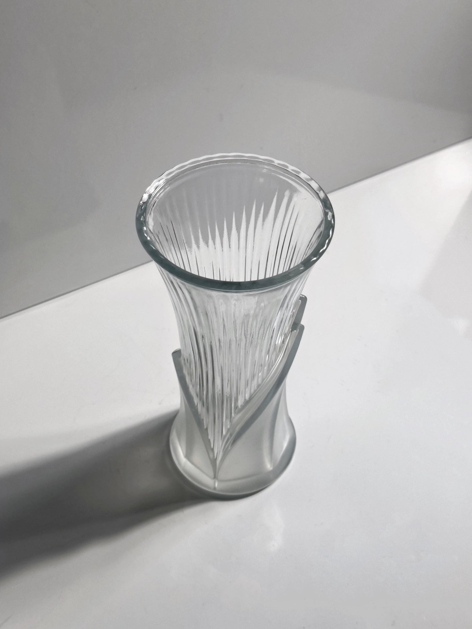 Vintage Vase Glas Bambus von Art Deco Revival