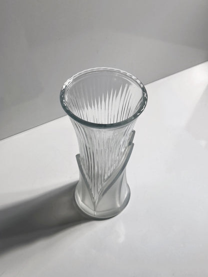 Vintage Vase Glas Bambus von Art Deco Revival