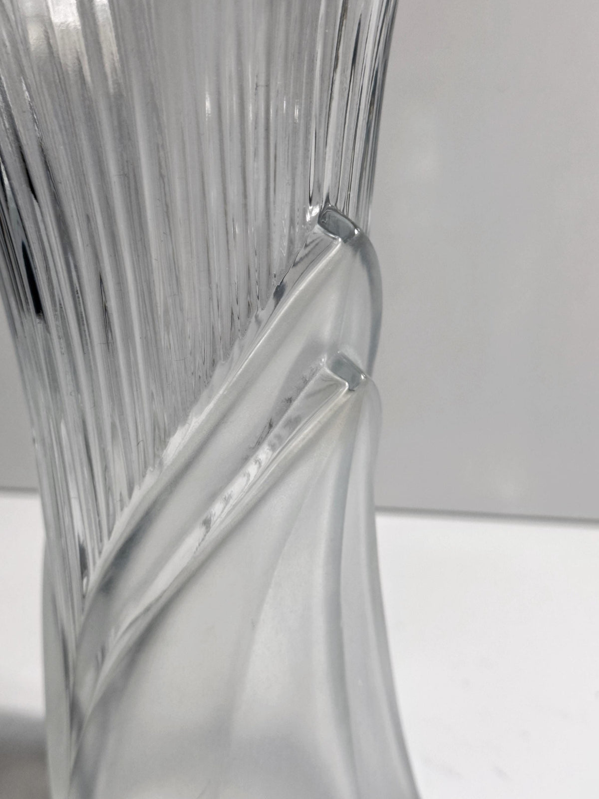 Vintage Vase Glas Bambus von Art Deco Revival