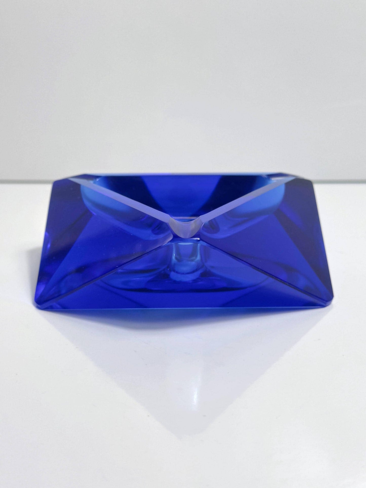 Vintage Aschenbecher Prisma von Cesare Toso für Fratelli Toso Murano kobaltblau