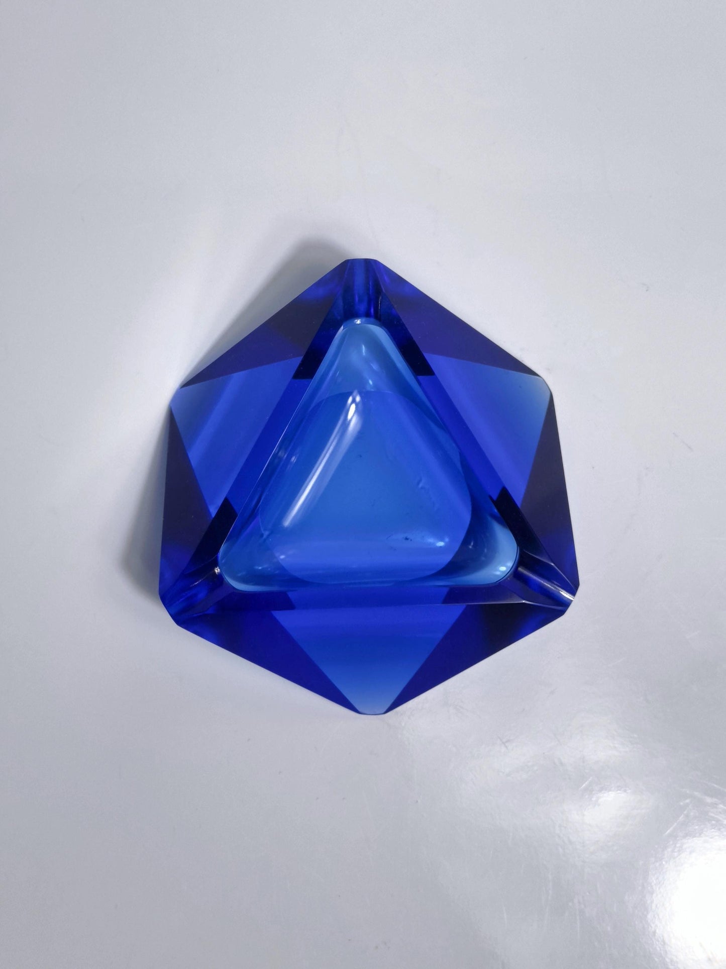 Vintage Aschenbecher Prisma von Cesare Toso für Fratelli Toso Murano kobaltblau