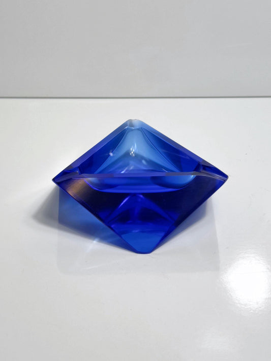 Vintage Aschenbecher Prisma von Cesare Toso für Fratelli Toso Murano kobaltblau