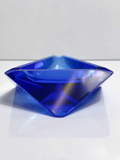 Vintage Aschenbecher Prisma von Cesare Toso für Fratelli Toso Murano kobaltblau