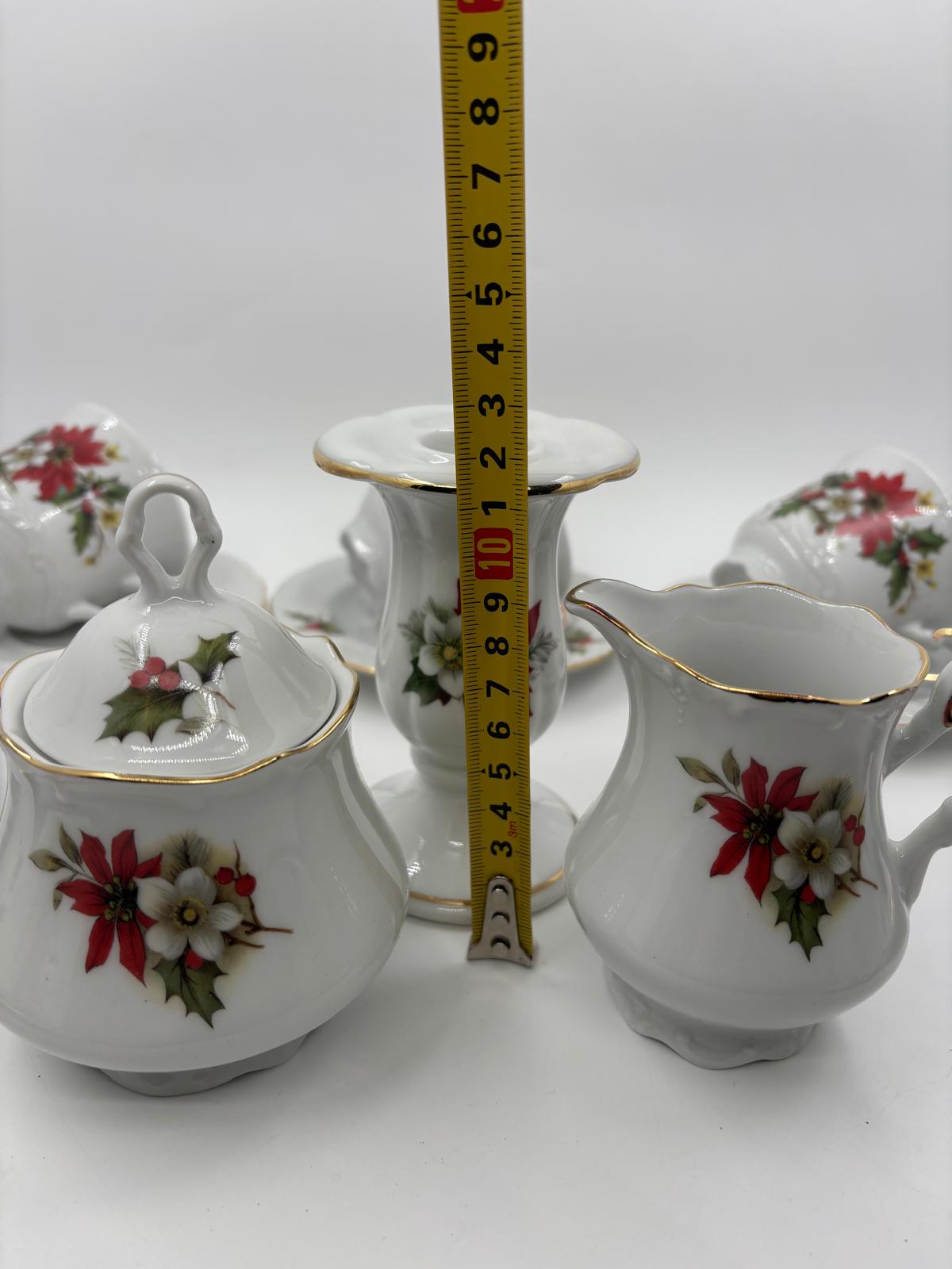 Vintage Tasse Set Weihnachts-Porzellan von Johann Seltmann Winterdekor 18-teilig