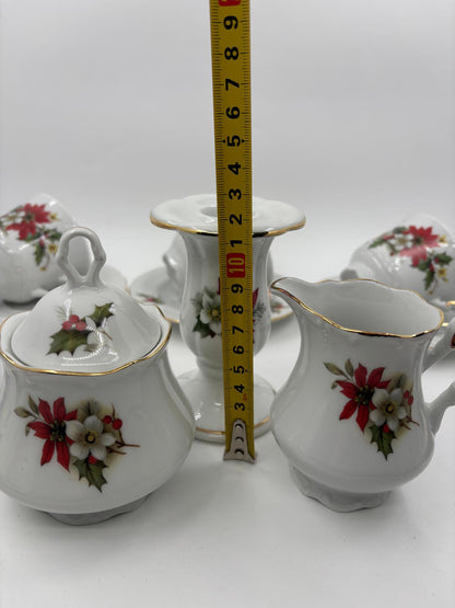 Vintage Tasse Set Weihnachts-Porzellan von Johann Seltmann Winterdekor 18-teilig