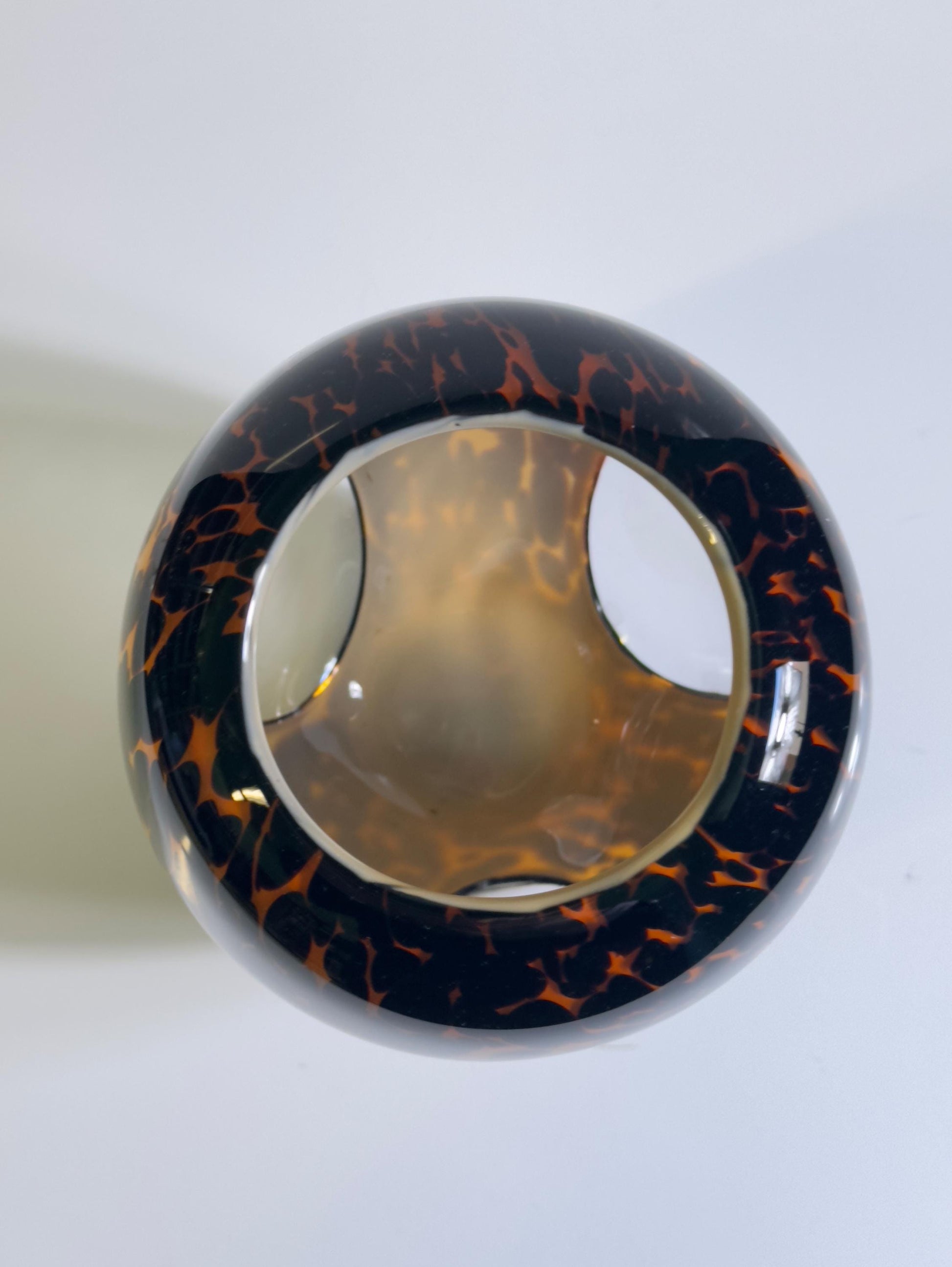 Vintage Vase Tortoise Glas von Leo Schildtpatt für Murano braun Flecken 1980er