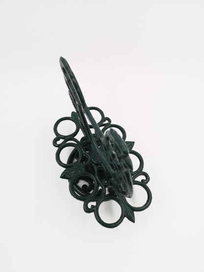 Vintage Eierhalter Huhn aus Gusseisen von LandhausCharmanter, dunkelgrün lackiert, stabil, dekorativ