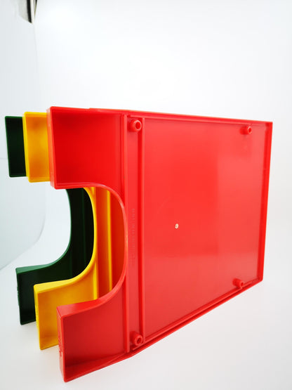 Vintage Briefablage Set von 3 von LEITZ grün gelb rot stapelbar